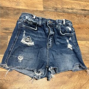 Flying Monkey Distressed Denim Shorts Size 27 | High-Rise Cutoff Jean Shorts